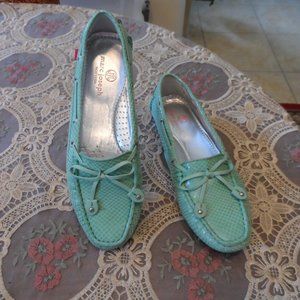 Marc Joseph NY "Cypress Hill" Mint Green Snake Embosed Leather Loafer Size 6.5M
